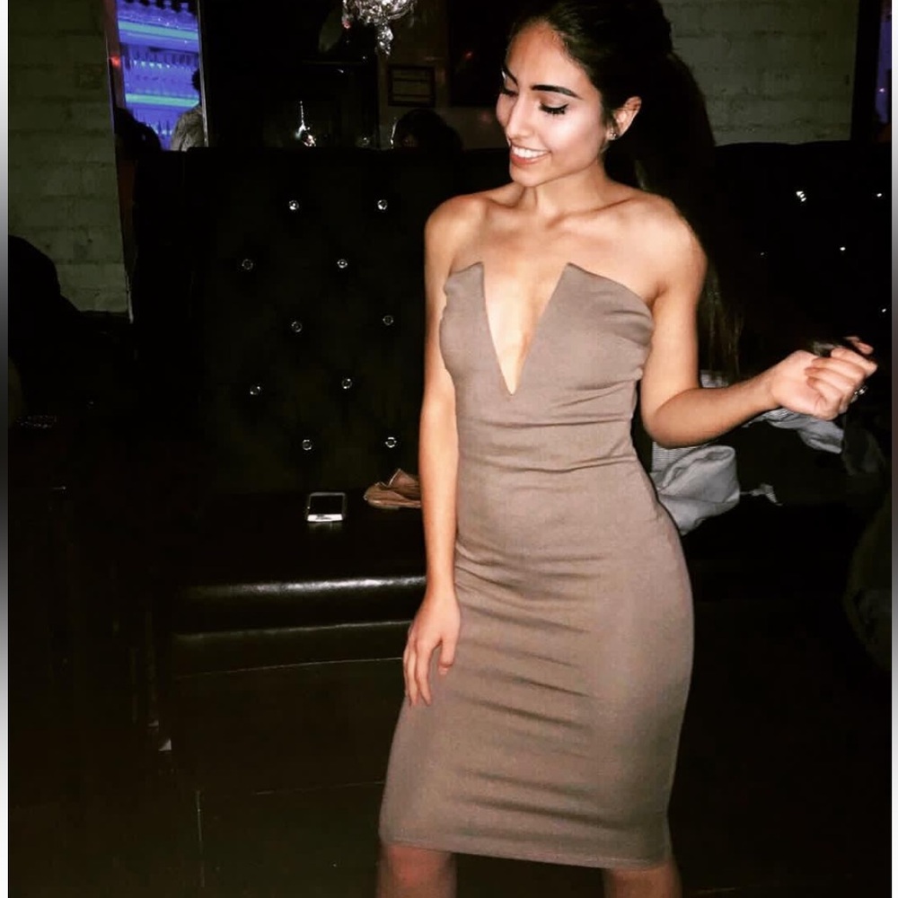 SHEIN Strapless Taupe Dress